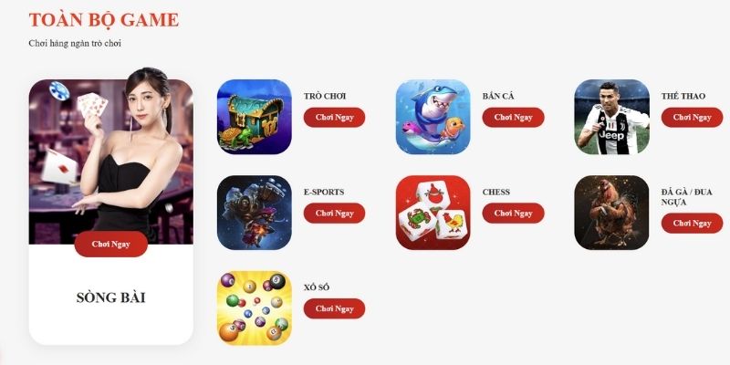 Đa dạng thể loại game đáp ứng mọi sở thích của hội viên